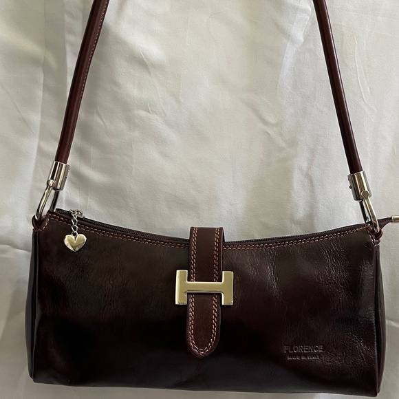 Brown Leather Looping Handle Bag Made in Italy - Picture 1 of 16